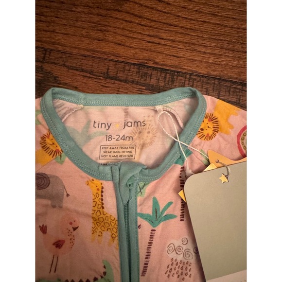 Tiny Jams‎ Pink Safari Zip Up Footie Pajamas 18-24m - Picture 3 of 3